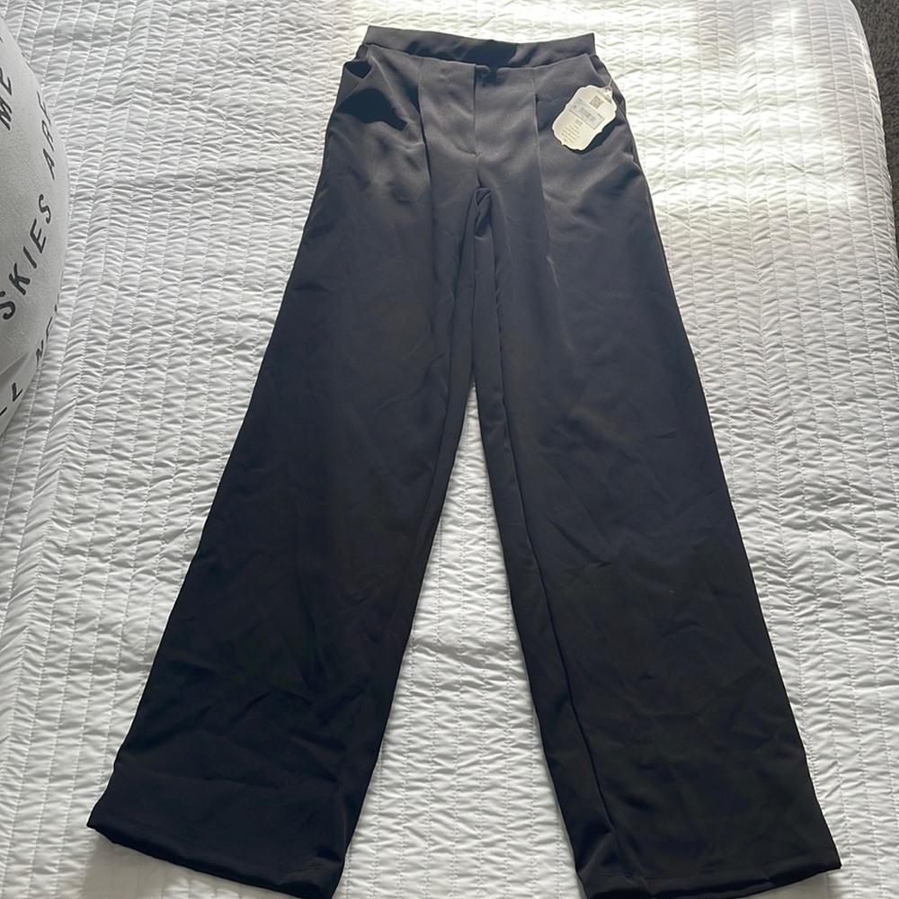 Wide legged black dress pants/Polyester and spandex